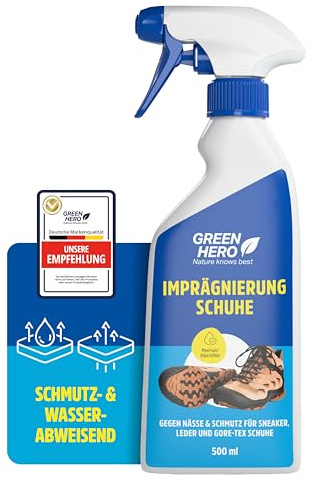 Green Hero Imprägnierspray Schuhe 500 ml - Universal Imprägnierungsspray Wildleder, Leder & alle Materialien - Effektiver Schutz gegen Nässe & Schmutz - Ideal für Outdoor-Schuhe