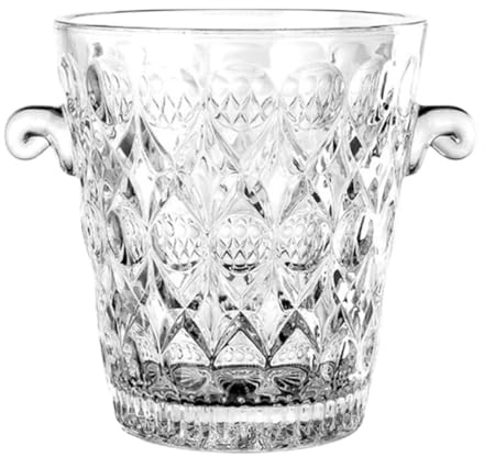 TOVINANNA Glas Eiskübel mit Glatter Oberfläche Durchsichtiger Party Weinkühler Kreativer Getränkekühler für Bar Café und Zuhause
