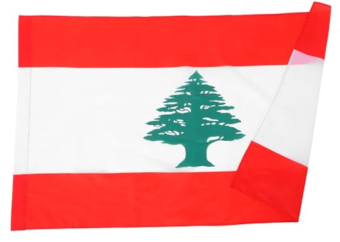 Kichvoe Drapeau Libanais Polyester 90x60 Cm Fourreau pour Mât, Léger et Portable, Décoration Extérieure et Intérieure pour Jardin, Maison, Fêtes Nationales et Événements Scolaires