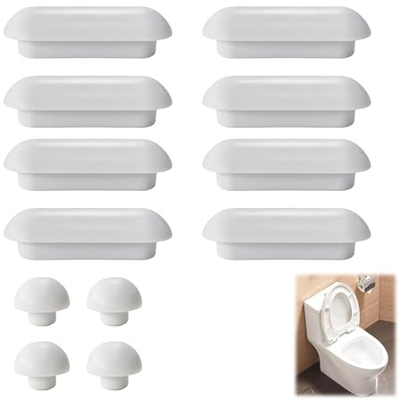 Lot de 12 tampons pour abattant de WC - Stabilisateurs et Protecteurs Universels pour Sièges de Toilette - Installation Facile sans Outils - Réduction du Bruit et Prévention des Rayures (Blanc)