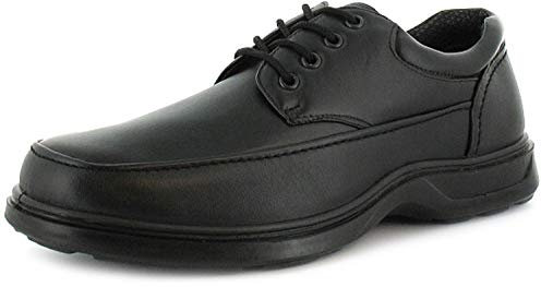 Comfisole Freddy Mens Smart Shoes - Everyday Black School Shoe & Work Shoe with Lace-Up Fastening. Comfy Casual Lightweight Wide Fit Shoes for Men UK Black 8 UK