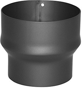 Kamino-Flam Stove Pipe Increaser, Senotherm Coated Round Chimney Flue Connection, Heat Resistant Chimney Adapter, Stove Pipe Extension Ø 150 mm to Ø 180 mm, Cast Iron Grey