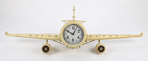 point home Design-Wanduhr Flugzeug aus Metall, Retro, weiß, 46cm