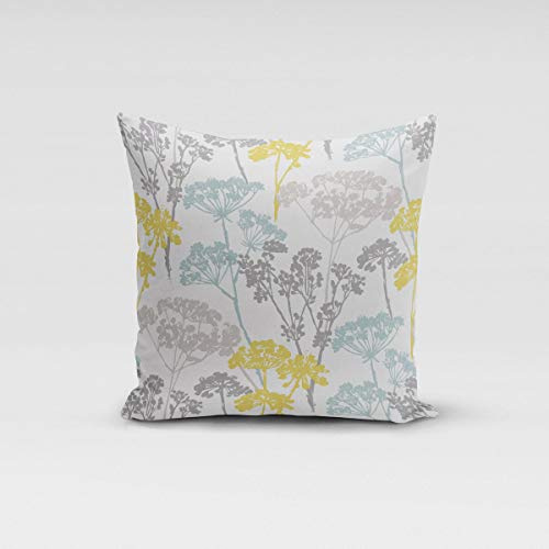 Belle vie. Housse de coussin Studio G Fleurs Herbes Minéral Bleu Vert Gris Différentes tailles Housse de coussin Taille : 70 x 70 cm (H x L)