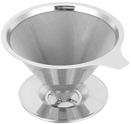 Hushåll rostfritt stål kaffefilter återanvändbart tratt filter droppkaffe filter kopp silver