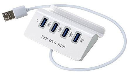 GZCRDZ Micro USB 2.0 OTG Hub de 4 puertos USB 2.0 OTG HUB, 2 en 1, divisor Hub para smartphone y soporte para teléfono inteligente (blanco)