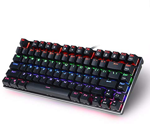Yanghao Gaming Keyboard, Computer Game Ufficio Tastiera Meccanica RGB Colorful Backlight 81 Key Wired Meccanico Verde Axis Tastiera ergonomica