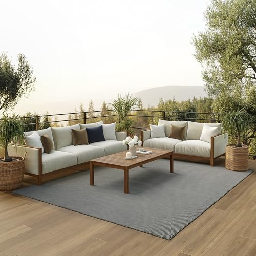 NOURISON Postiano Indoor/Outdoor Solid Charcoal 8' x 10' Area Rug 8' x 10'
