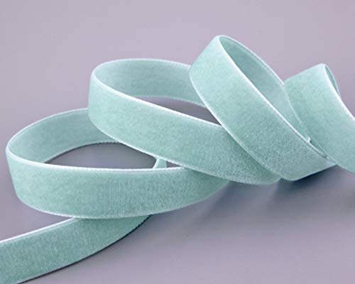finemark 3 m x 22 mm Cinta de terciopelo azul claro menta (625 Hortensia), cinta decorativa de terciopelo de un lado, borde de terciopelo para coser y decorar