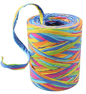 Bast Band Geschenkband Mehrfarbig Umweltschutz für Geschenkverpackung, Weihnachtsdekoration, Wunschseil, Strauß Deko(80m)