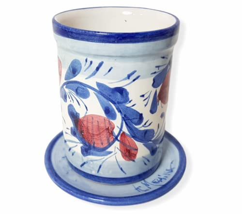 Le Ceramiche di Ketty Messina Scolaposate con Piattino in Ceramica Siciliana Dipinto a Mano