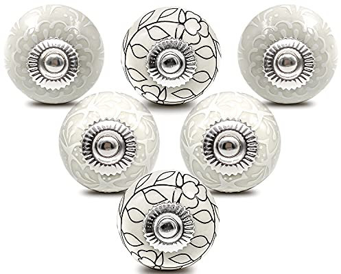 ZUZGO Schrankknöpfe Möbelknöpfe Keramik Weiß Türknauf für Türgriffe Schrankgriffe Schubladengriffe (6er-Pack)