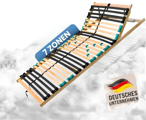 Coemo Lattenrost DRÖMSON, 140x200 cm, Kopfteilverstellung, 28 Leisten | 7-Zonen, Mittelgurt, 5-fach Härteregulierung, preisgünstiger Bausatz zur Selbstmontage, für alle Matratzenarten