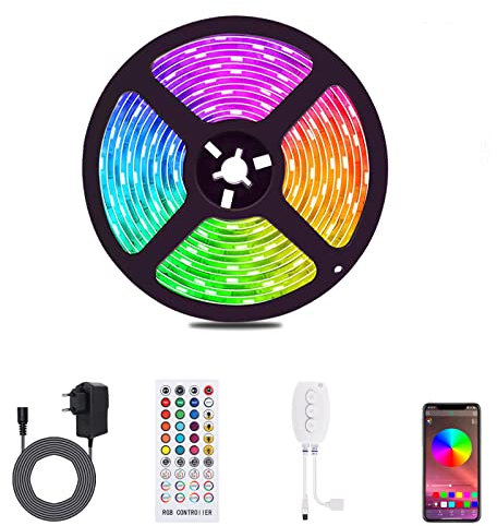 ALED LIGHT Bluetooth LED Streifen, 5050 5M RGB LED Stripes Licht Smart-Telefon Kontrolliertes RGB Lichtschläuche LED Lichtband 12V für Haus, Garten, Dekoration