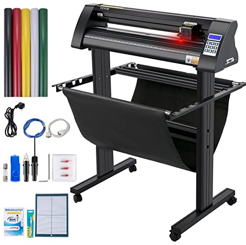 VEVOR Plotter de Découpe Vinyle 870 mm Traceur de Coupe, Machine de Découpe Vinyle avec Logiciel Signmaster Support de Sol, Coupe-Vinyle Étalonnage Précis pour Tracer Découper Papier Vinyle Tissu