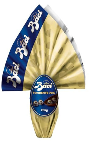 BACI PERUGINA Uovo di Pasqua 2025 Cioccolato Fondente Extra 70% con Sorpresa e 4 Cioccolatini 265g