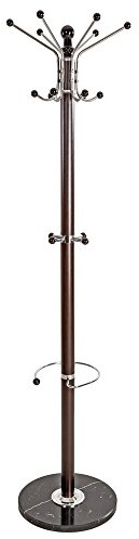 TecTake 800135 Coat stand | Standing clothes rack for coats, jackets, umbrellas and bags | Large hanger for entrance and office (Black & Brown)