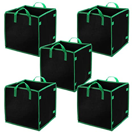 XNSHUN 5er Pack Quadratische Wachsen Taschen Pflanzsäcke Aus Vliesstoff, Kartoffelsack Pflanzsack Pflanzbehälter Mit Griffe, Pflanztaschen Für Gemüsebeet Anbaubehälter Für Gemüse/Blumen/Kindergarten