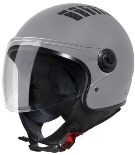 VINZ Como Casco Jet con Visiera ECE 22.06 Certificato | Per scooter, moto e Vespa | Uomo E Donna | nelle taglie dalla XS-XL| Disponibile in quattro colori - Titanio