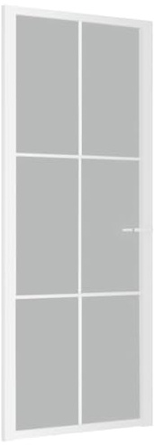 vidaXL Innentür Modernes Design Glastür Komplettset Zimmertür Tür Drehtür Wohnungstür mit Montagezubehör 83x201,5cm Weiß Mattglas Aluminium