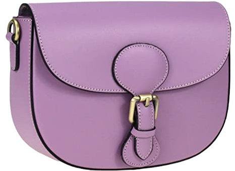 Miss B Borsa in Vera Pelle Made in Italy con Tracolla, Borsetta Donna (Lilla)