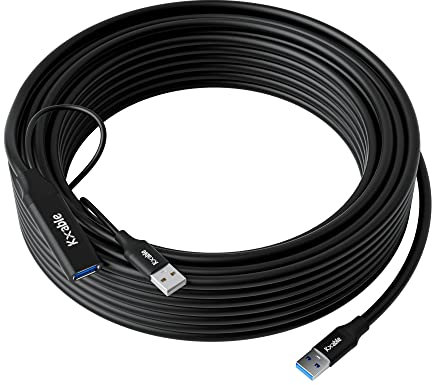 Kxable USB 3.0 Active Extension Cable 25 Feet, Type A Male to Female Extender Cord, USB Repeater Cable with Signal Booster & USB Power Supply, for Laptop, Hard Drive, Printer, Webcam, Xbox, VR, PS4