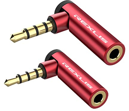 Bysimilai Alizone 90 Degree 3.5mm Male to Female Audio Adapter - OMTP to CTIA Earphone Audio Converter - Right Angle Adapter - 2 Pack