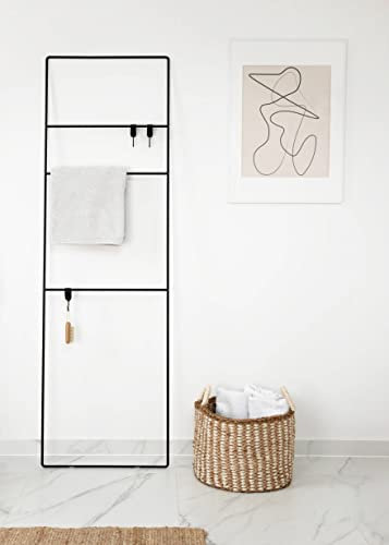 Metallbude Handtuchhalter ESTINA - Schwarz - Platzsparende Handtuchleiter aus pulverbeschichtetem Metall - Kratz-, Stoß- & Schlagfest - 55x180 cm