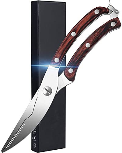 Kitchen Scissors Kitchen Scissors Spring-Loaded Chicken Bone Stainless Steel Scissors with Safety Lock