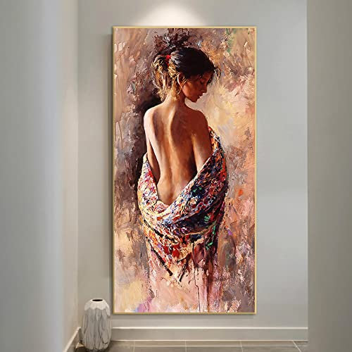 Abstrakte nackte Frau, Gemälde auf Leinwand, Poster mit sexy Schönheit, moderne Badezimmer-Wandkunst, Bilder, Dekor, 70 x 135 cm, Rahmen