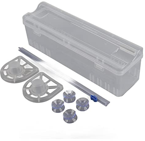 SyangKaitian Wrap Dispenser Cutter, Refillable Cling Film Wrap Dispenser, Suction Cup Plastic Film Cutter, Refillable Plastic Wrap Dispenser with Slide Cutter Food Wrap Clear Wrap Storage Box Kitchen