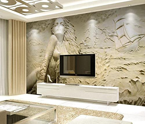Papel Pintado 3D Camafeo De Escayola Belleza Marinera Fotomurales 3D Tv Fondo Pared Dormitorio Murales Papel Tapiz Moderno