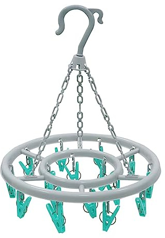 Sock Hangers for Drying with 16 Pegs | Sock Hanger for Washing Line Quick & Efficient Washing Octopus | Clothes Drying Hanger with Clips for Shoe Insoles Underwear Bras Baby Clothes | Peg Airer Dryer