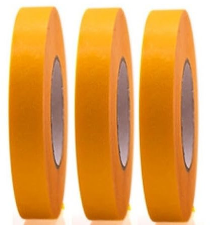 3 Rollen Profi Goldband Klebeband 50 m x 20 mm - Malerband Gold Kreppband - Abdeckband für Maler und Lackierer - Krepp für Innen und Außen - Malerkrepp - Vielseitiges Klebeband für Malerarbeiten