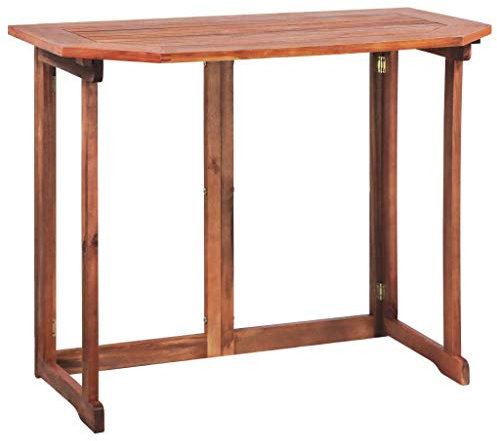 Tidyard Bistrotisch Balkontisch Garten-Esstisch Terrassentisch Esszimmertisch Klappbar Gartentisch Holz Tisch 90 x 50 x 75 cm (L x B x H) Akazie-Massivholz, geschliffen & geölt Braun