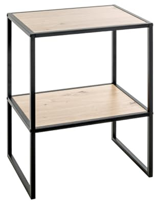 HAKU Beistelltisch Eiche hell schwarz MDF Platte Metallgestell Couchtisch klein - Maße: B 45 x H 60 x T 35 cm Style: Modern