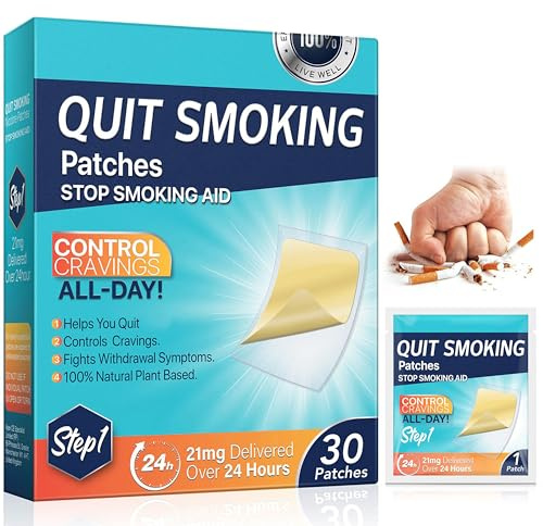 Quit Smoking Patches Step 1, 21mg Stop Smoking Aid, Transdermal System Patch, 30 Count, Quit Smoking Stickers Easy to Use