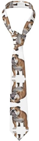 Trukd Klassische Herren-Krawatte, französische Bulldogge, bedruckt, Seide, enganliegend, einfarbig, Paisley-Krawatte, Englische Bulldogge, One size