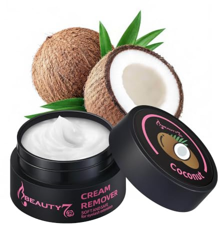 Beauty7 Eyelash Extension Glue Remover Cream Low Irritation and Fast Dissolution Individual Lash Remover Cleanser for Extensions Coconut Scent