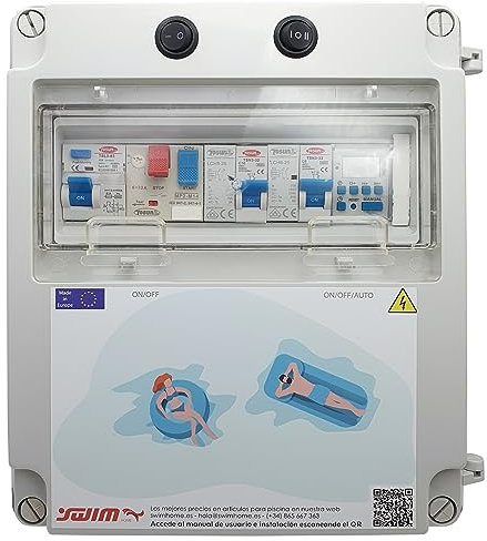 Tableau électrique pour piscine IP65 convient pour extérieur avec source d'alimentation 60 W 12 V CC pour chlorateur (pompe à eau 1 à 2 CV (6 à 10 A)