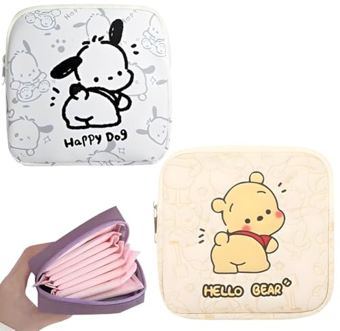 WBZOWRB 2 Stück Binden Aufbewahrung, 12 * 12 * 5Cm Perioden Tasche, Aufbewahrungstasche Für Damenbinden, Tragbare Menstruationstasse Tamponhalter Menstruationstasche Für Erste Periode Mädchen(2Form)