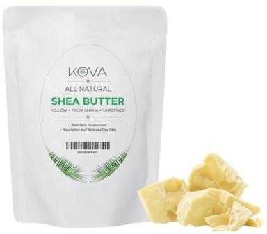 Kovafood Organic Raw Unrefined African Shea Butter- 100% Pure Natural, 1Lb- Yellow. Great for hair, skin and DIY Projects