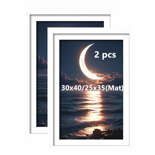 Aeadar 30x40cm Wood Picture Frame, Diamond Art & Diamond Painting Frame, 30cm x 40cm Photo Frame for Wall Decor (2 Pack, White)