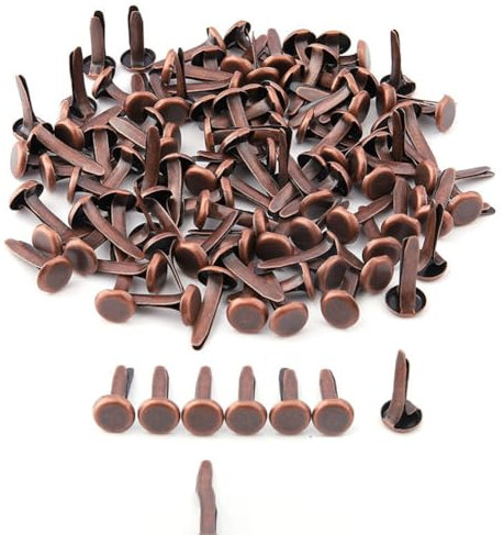 Rockreyoa Doppelte Nägel Brads Mini Musterklammern Metall Verschlussklammern Bunte Rundkopfklammern Papierverschlüsse Bastelklammern für DIY Scrapbooking Basteln Bronze 50 Stück