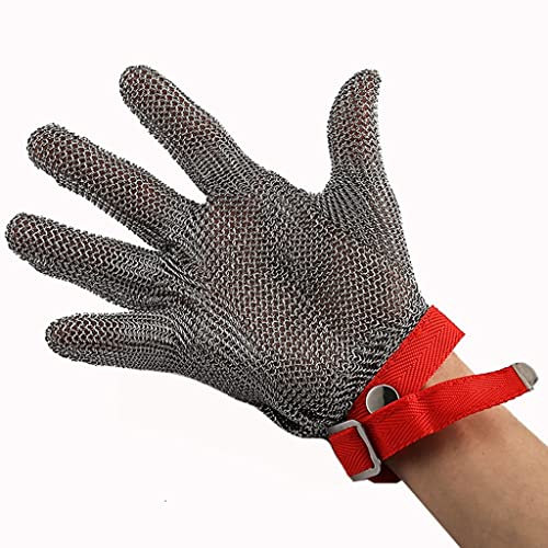 Anti Cutting Gloves Stainless steel anti cutting Chain mail gloves Clothing cutting safety work stab proof gloves Adjustable wrist strap (Size : 1PCS/S) (1PCS/L)