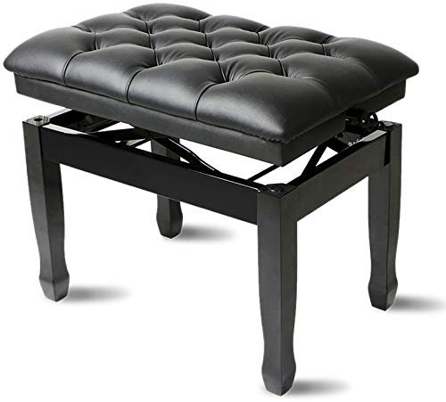 SGKOMN Klavierhocker Schwarz Klavierhocker Höhenverstellbar Keyboardbank Klavierbank Hocker Höhenverstellbar: 46-56cm