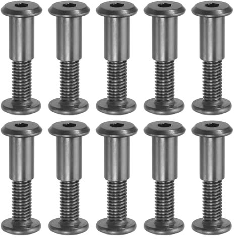 PATIKIL 10 kit Tornillo de Conexión, M8*20mm Postes de Tornillo de Unión Hexagonal Tornillos Chicago de Encuadernación Acero al Carbono Manguito para Muebles Cinturón Armario, Negro