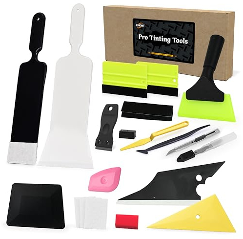 EHDIS Folierungs Werkzeug Set, Rakel Set für Folie, mit Bulldozer Rakel, Silikon Rakel, Scheibenabzieher Auto, Cuttermesser, Micro Rakel, für Fensterfolie, Tönungsfolie Auto, Auto Folierung