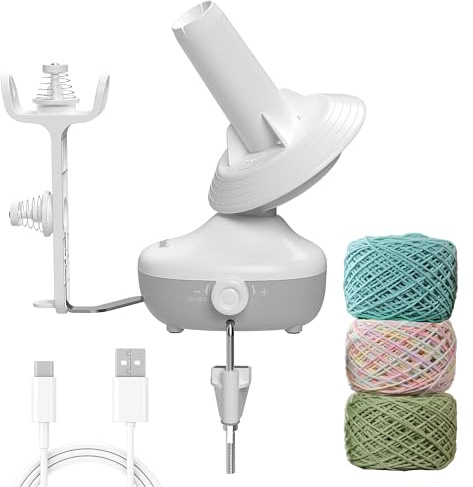 Etcokei Wollwickler, Elektrisch Garnwickler zum Häkeln, Wollabwickler mit starker Spannung und stufenloser Geschwindigkeit, Automatischer Garnspinner zum Stricken, idealer Helfer für Strickliebhaber
