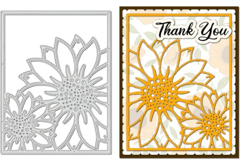BENECREAT Sunflower Metal Cutting Die for Scrapbooking, Sunflower Die Cuts for Card Making, Background Frame Embossing Die Cuts for Scrapbooking Photo Album Stamp Decor